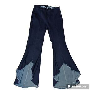 Judy Blue Hi-Waist Super Flares Hi-Low Hem Dark Wash Women's 14W Exc Con…